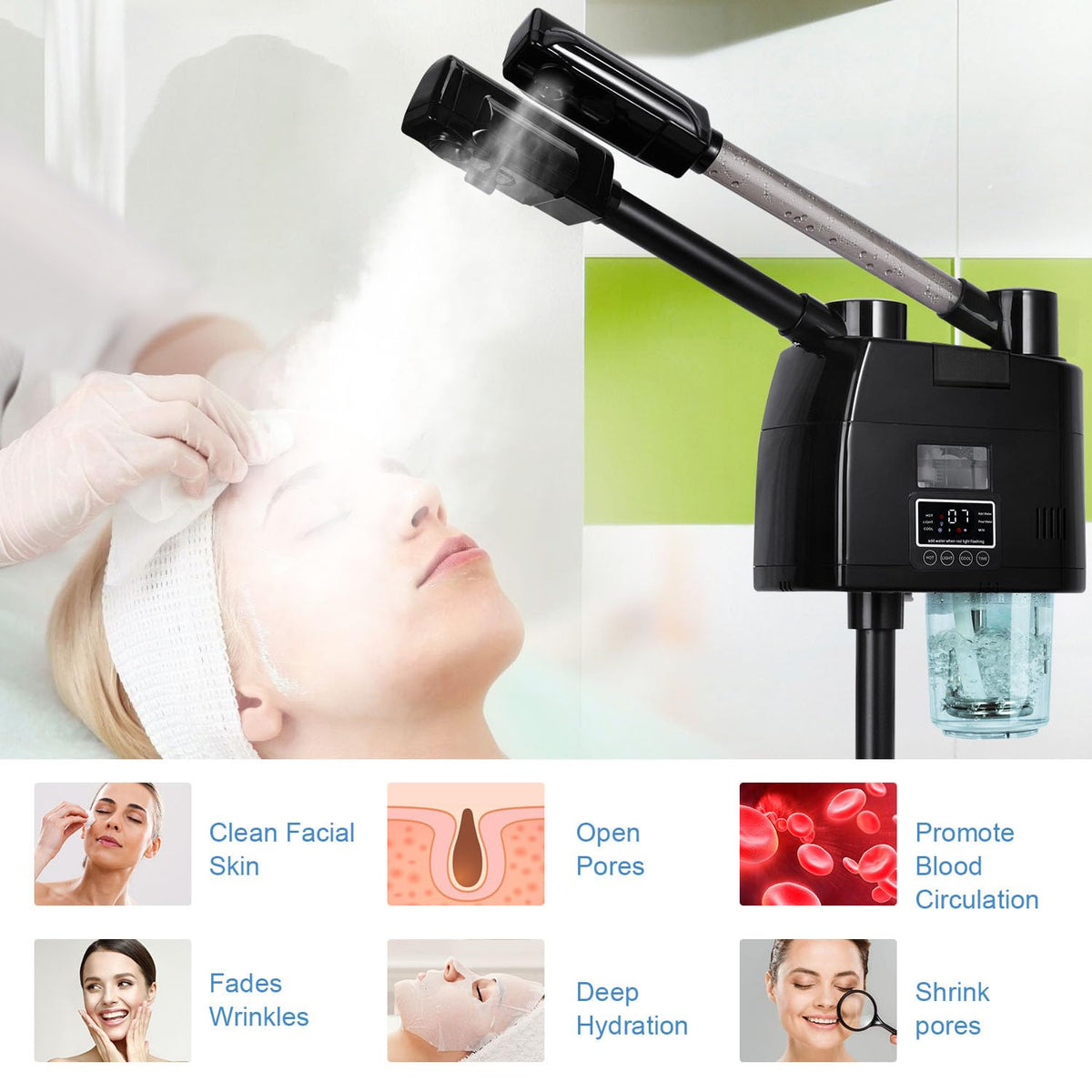FLOLXNB 360-degree rotary nozzle demonstrates full facial coverage