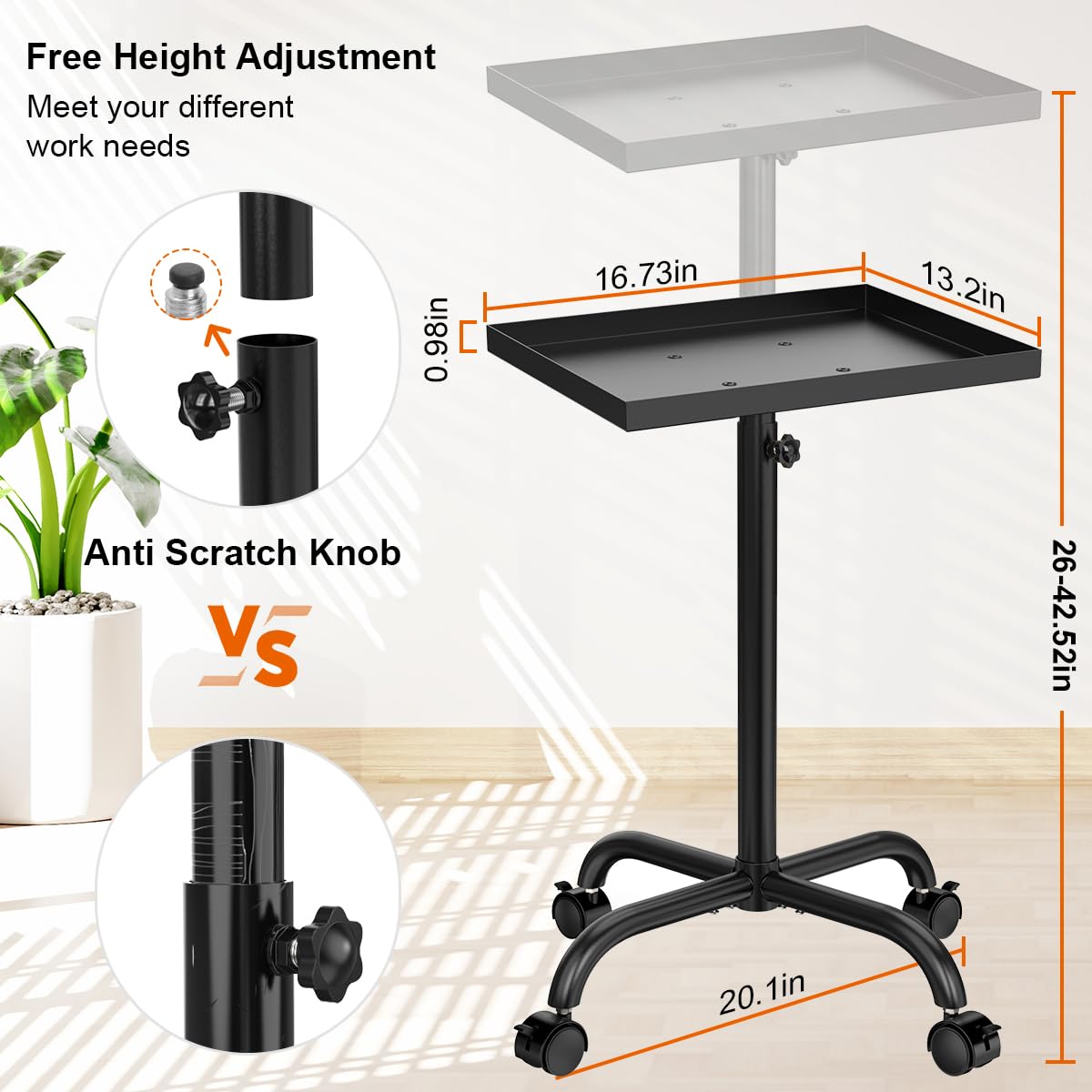 FLOLXNB metal salon tray cart durable for daily studio use.