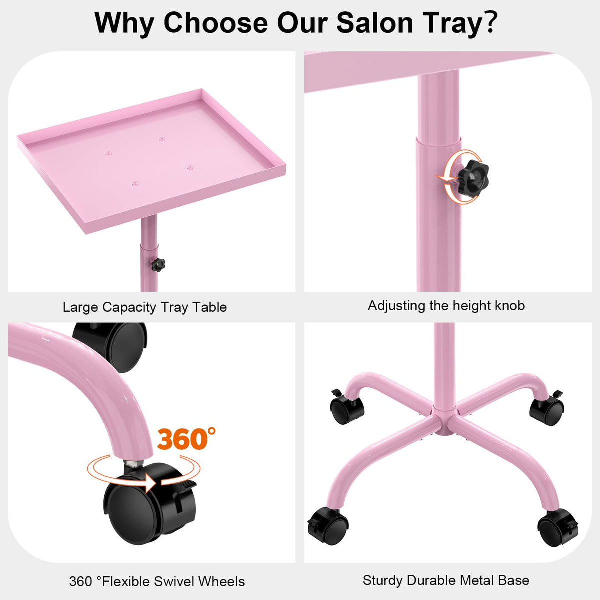 FLOLXNB pink-storage-tray-cart keeps tools organized and accessible