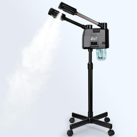 FLOLXNB professional facial steamer front view highlights durable stainless steel for spa-grade steam