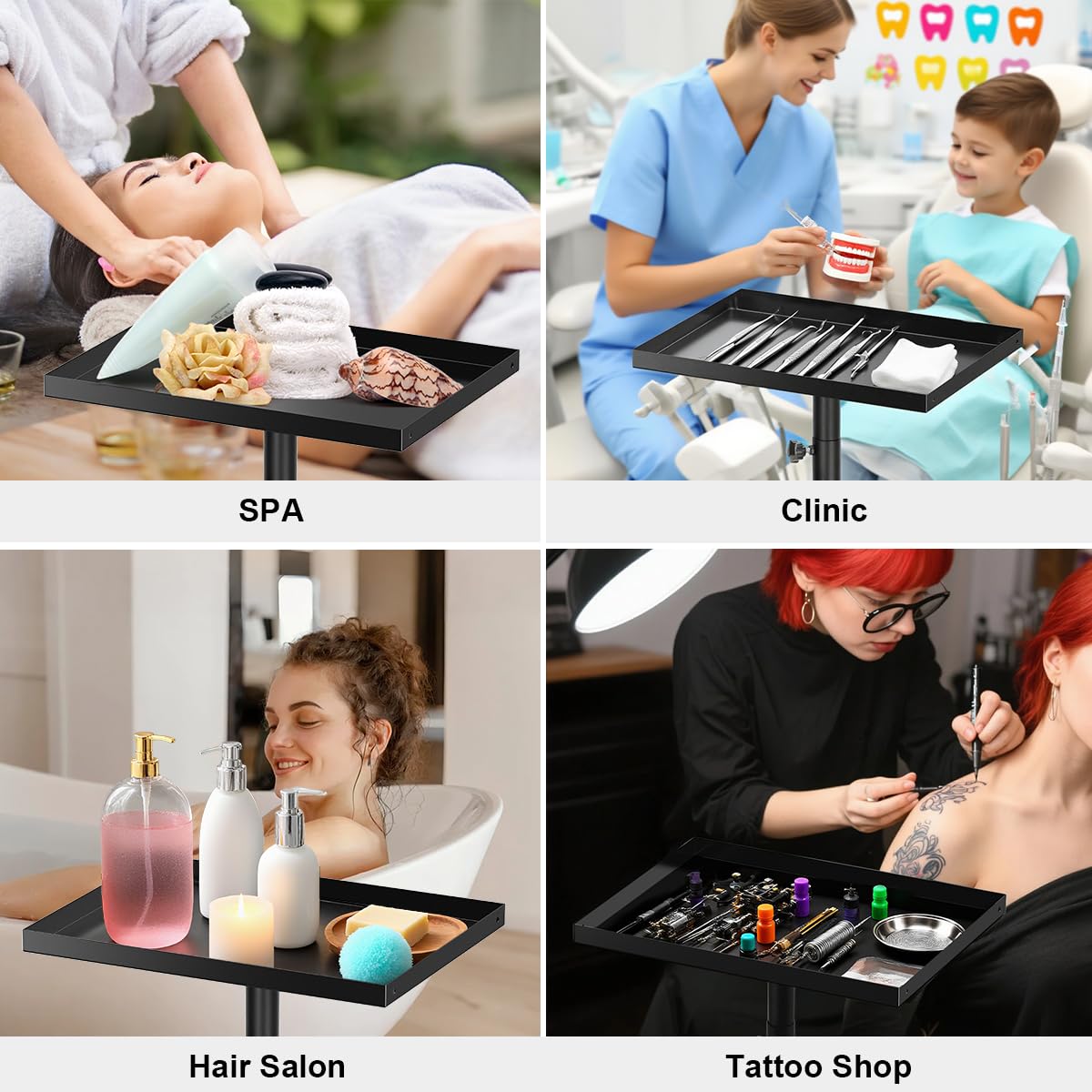 FLOLXNB professional rolling tray moves between stations for client-ready workflows.