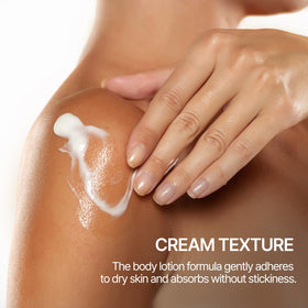 Applying Flor De Man COSMOCOS Somang lotion to forearm for daily moisture