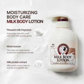 500ml Flor De Man COSMOCOS Somang Milk Body Lotion on display for healthy glow