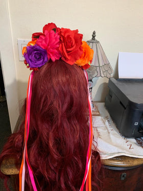 Boho festival headband by Floral Fall complements vibrant outfits
