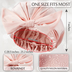 Floraltop satin bowknot cap keeps hair dry and comfortable during showers.
