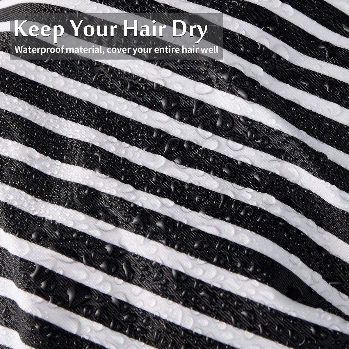 Floraltop waterproof nylon cap guards hair from water while traveling.