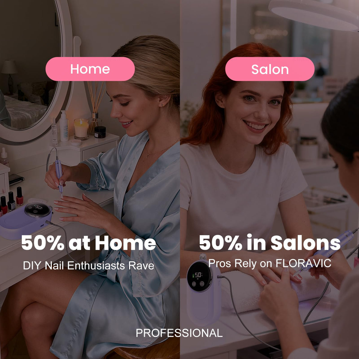 FLORAVIC nail drill operates quietly for comfortable sessions