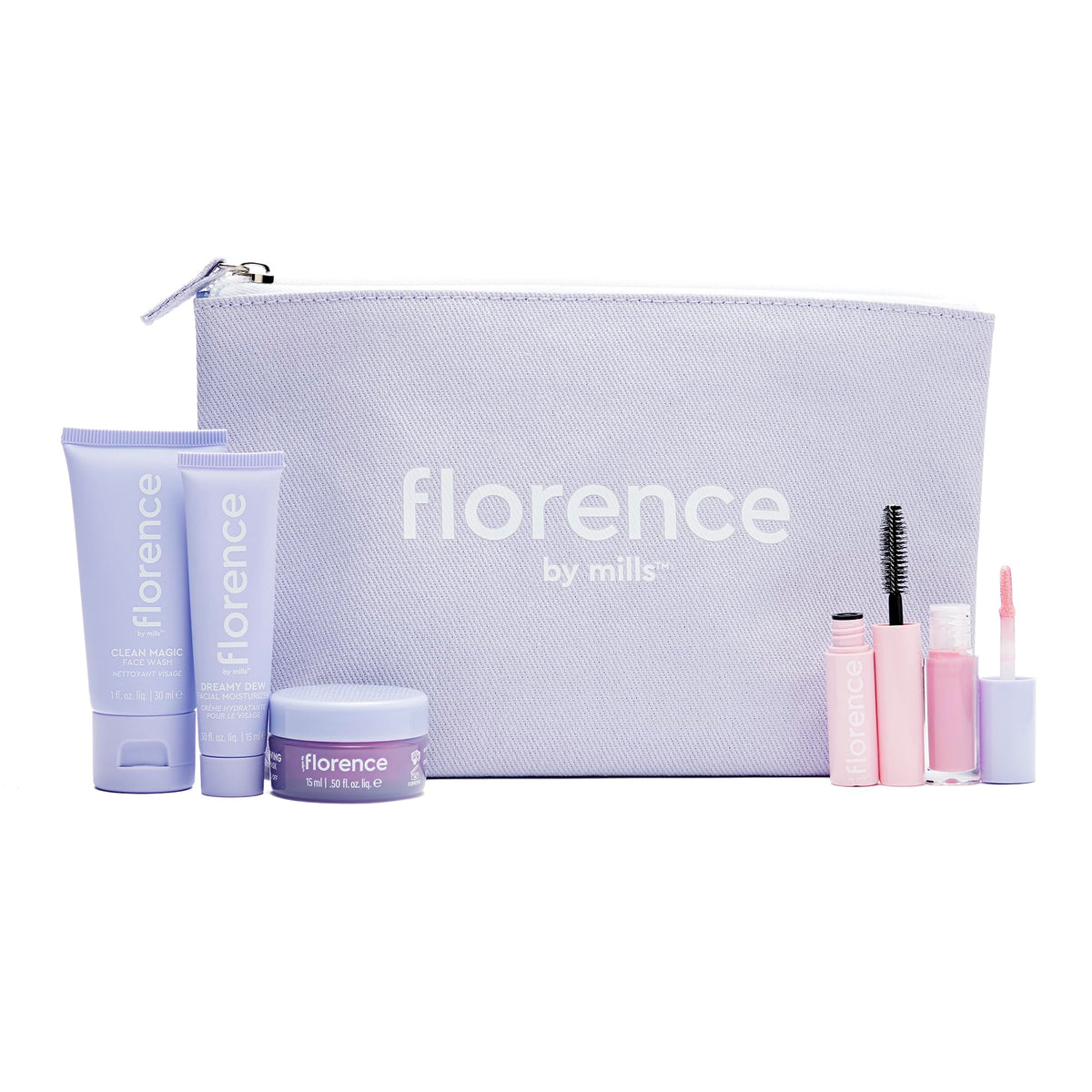 Florence by Mills Ava's Mini & Mighty Essentials Kit purple bag for organized travel care