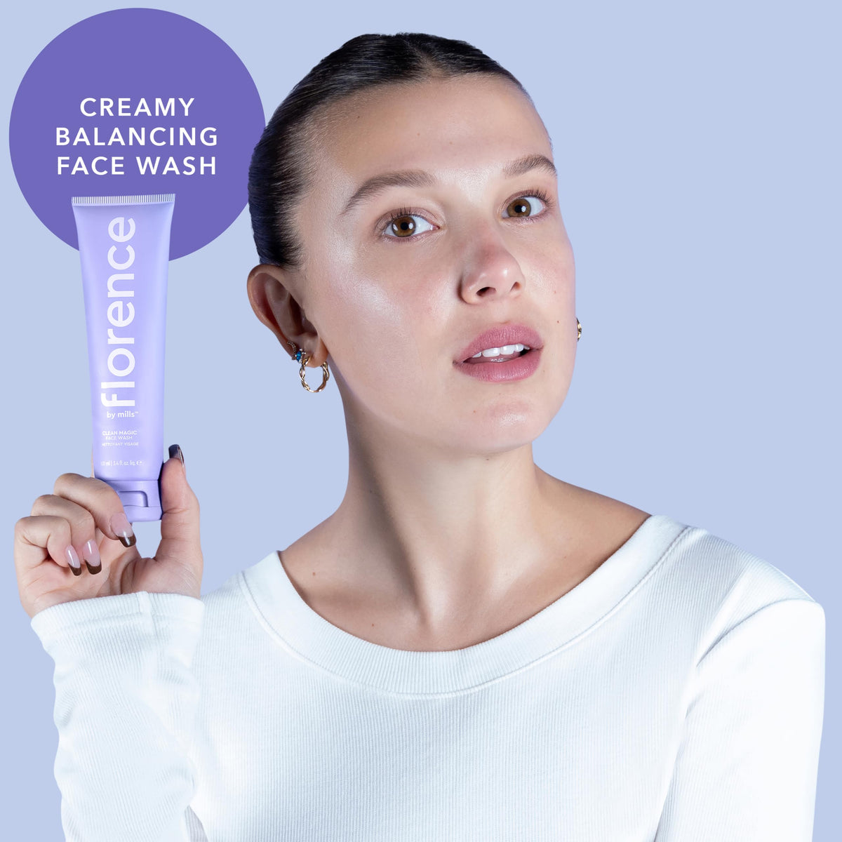 Florence by Mills Clean Magic Face Wash creamy lather shown for a refreshing cleanse.