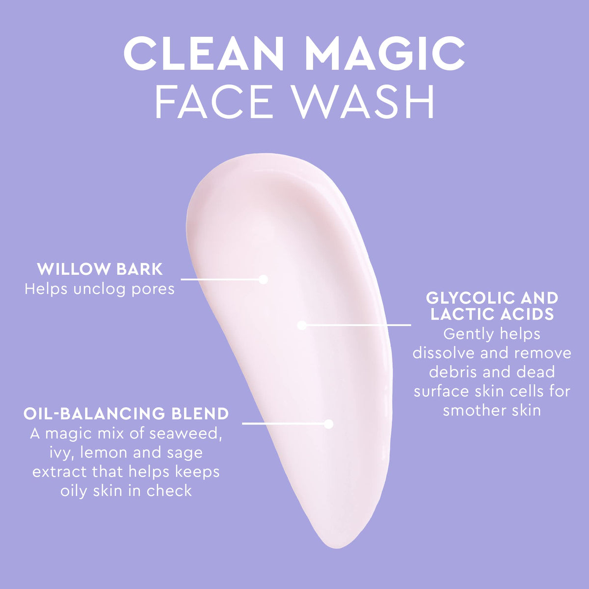 Florence by Mills Clean Magic Face Wash ingredients highlight ferulic and ellagic benefits.
