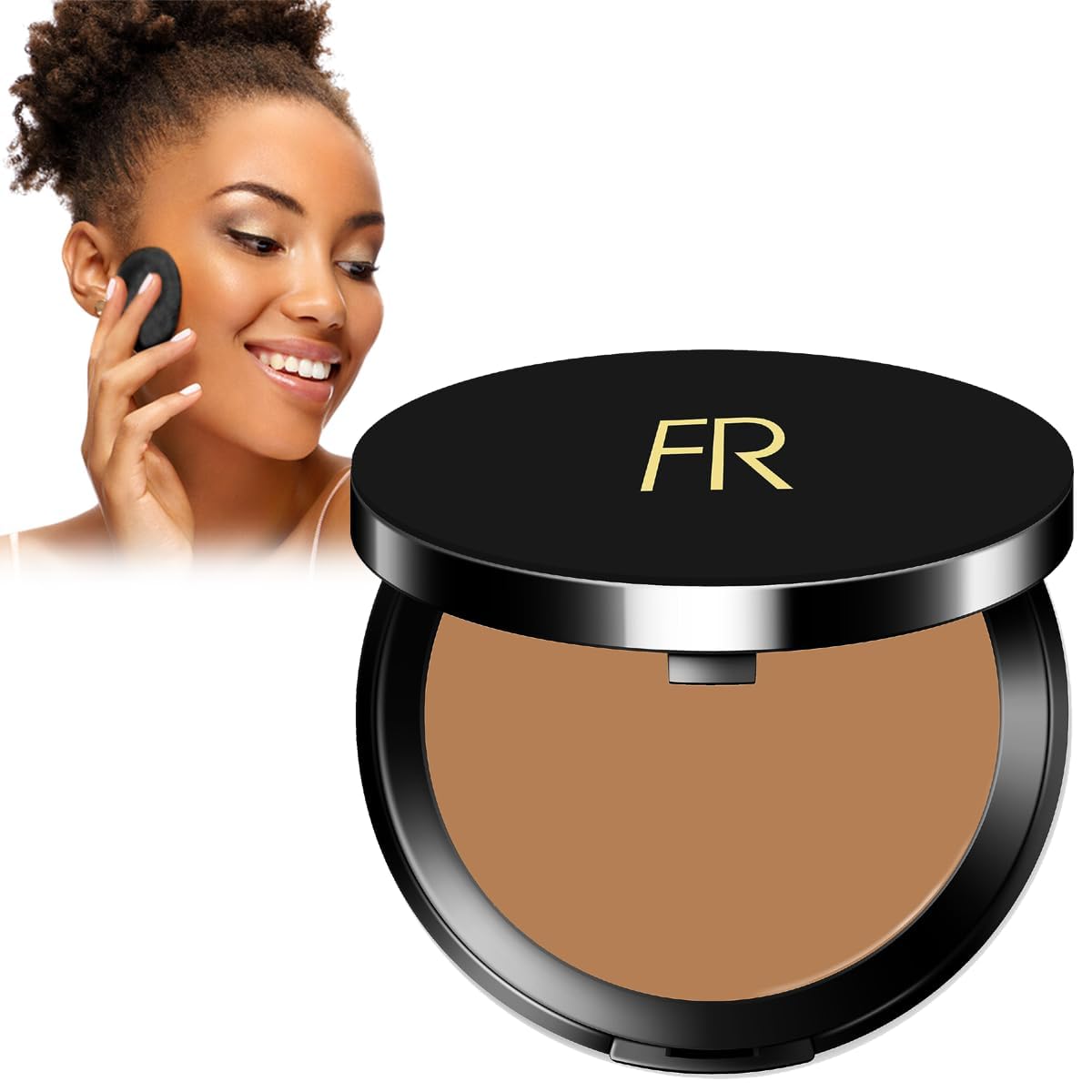 Flori Roberts Cream To Powder Foundation compact in a deep shade for flawless coverage