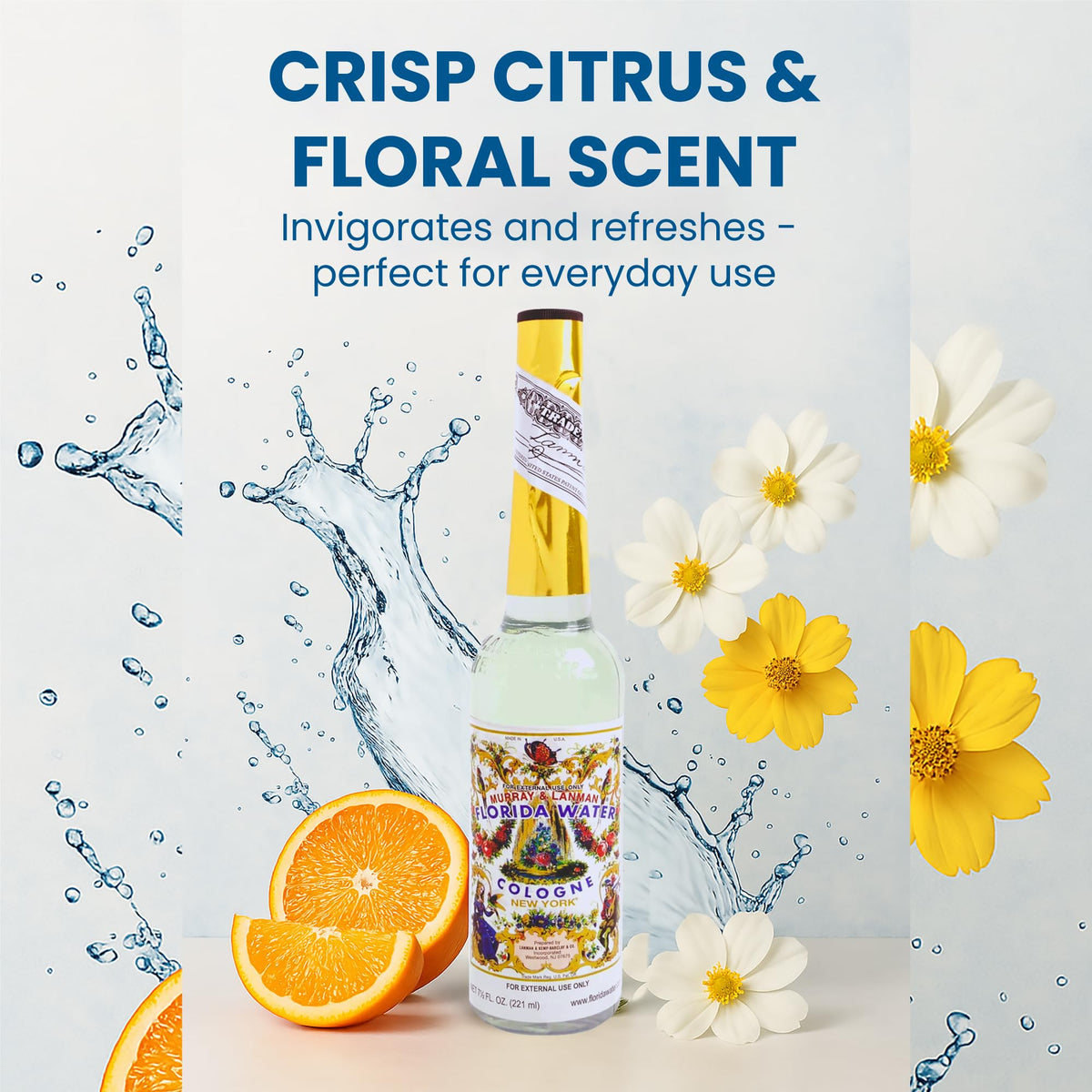 Florida Water cologne close-up highlighting uplifting fragrance.