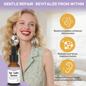 Florvyn ear-lobe serum texture closeup shows smooth skin