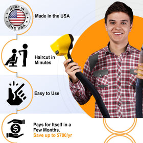 Flowbee system attached to vacuum enabling mess-free home haircuts