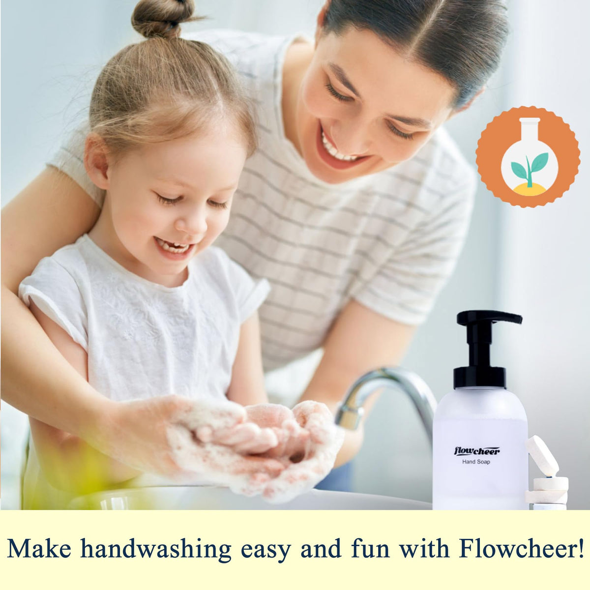 Flowcheer foaming soap dispenser with Ocean Breeze foam