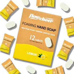 Flowcheer lemon foam tablets ready to refill your foaming bottle.