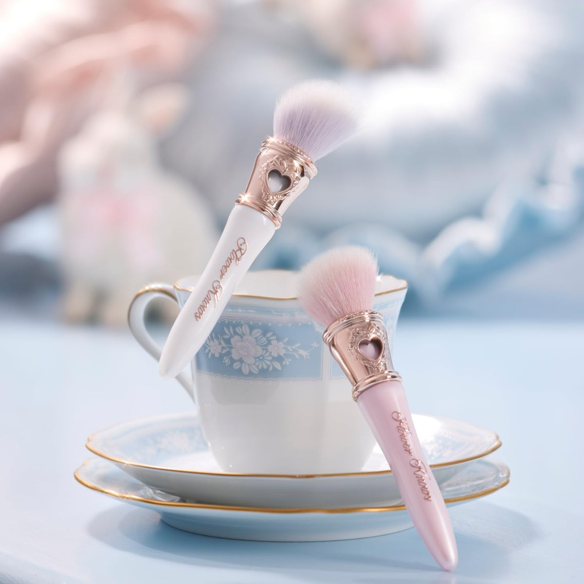 Flower Knows Bunny Garden blush brush travel-ready in a compact case.