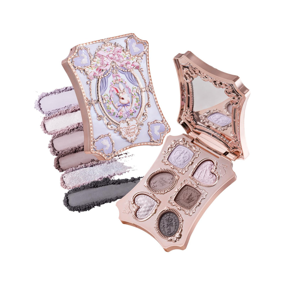 Flower Knows Bunny Garden compact with gilded case and mirror for travel makeup