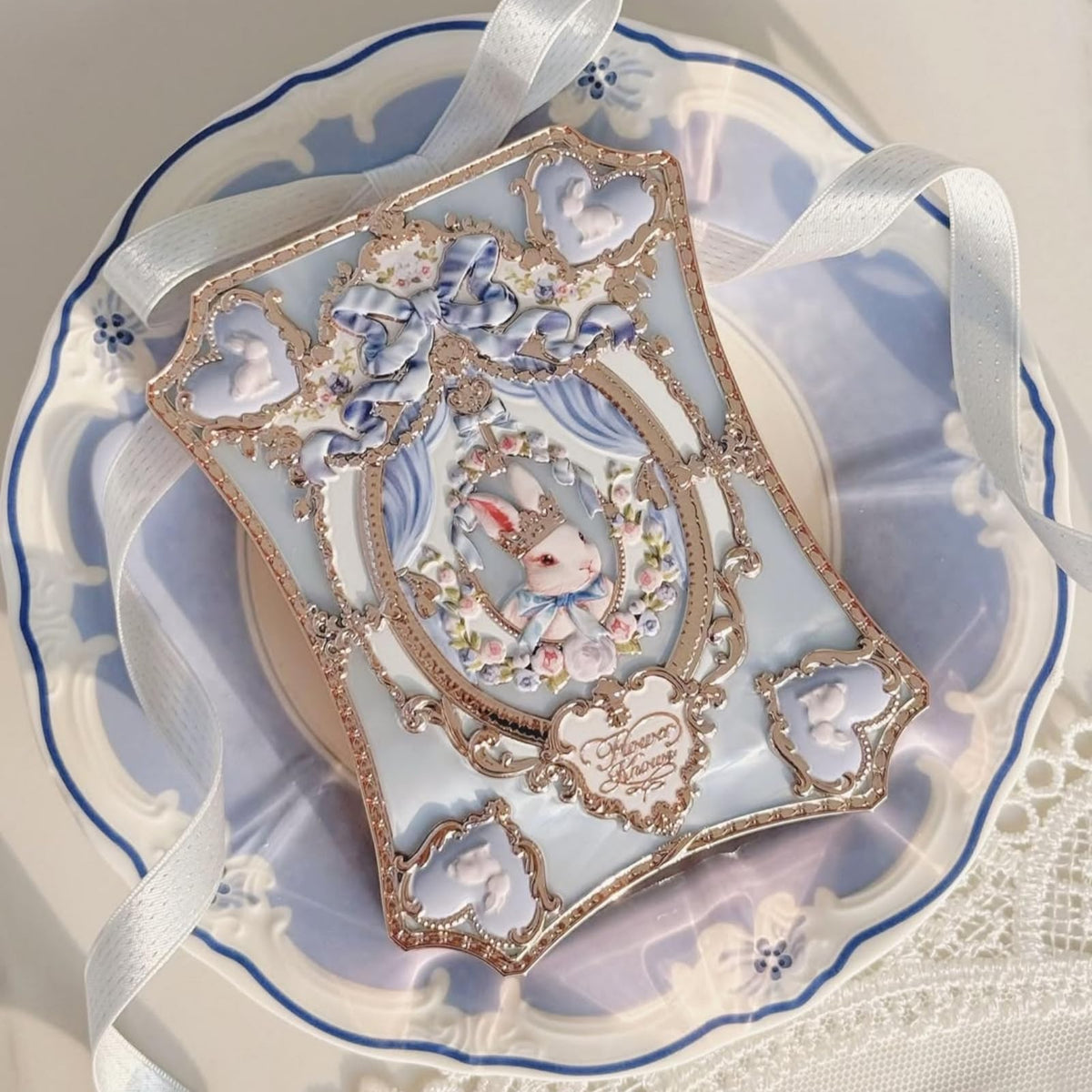Flower Knows Bunny Garden iridescent pattern evokes whimsical garden charm.