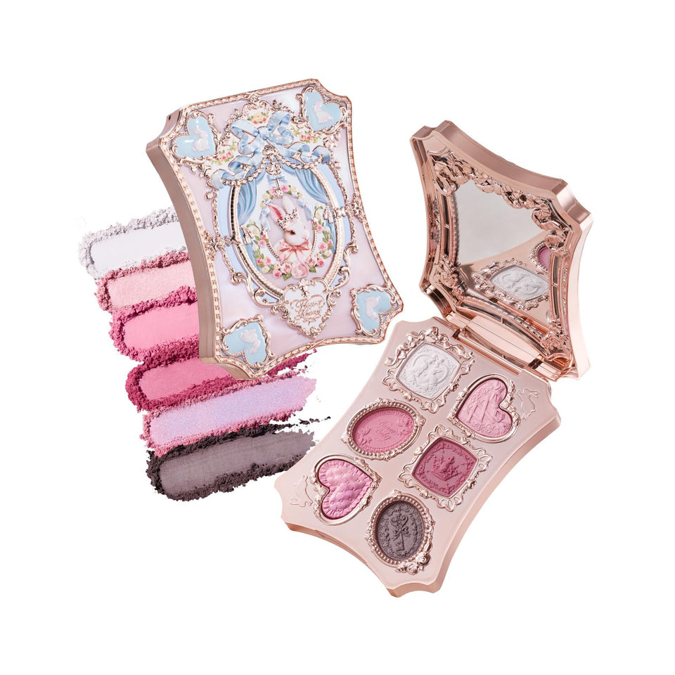  Flower Knows Bunny Garden palette case with ornate lid and mirror for on-the-go looks.