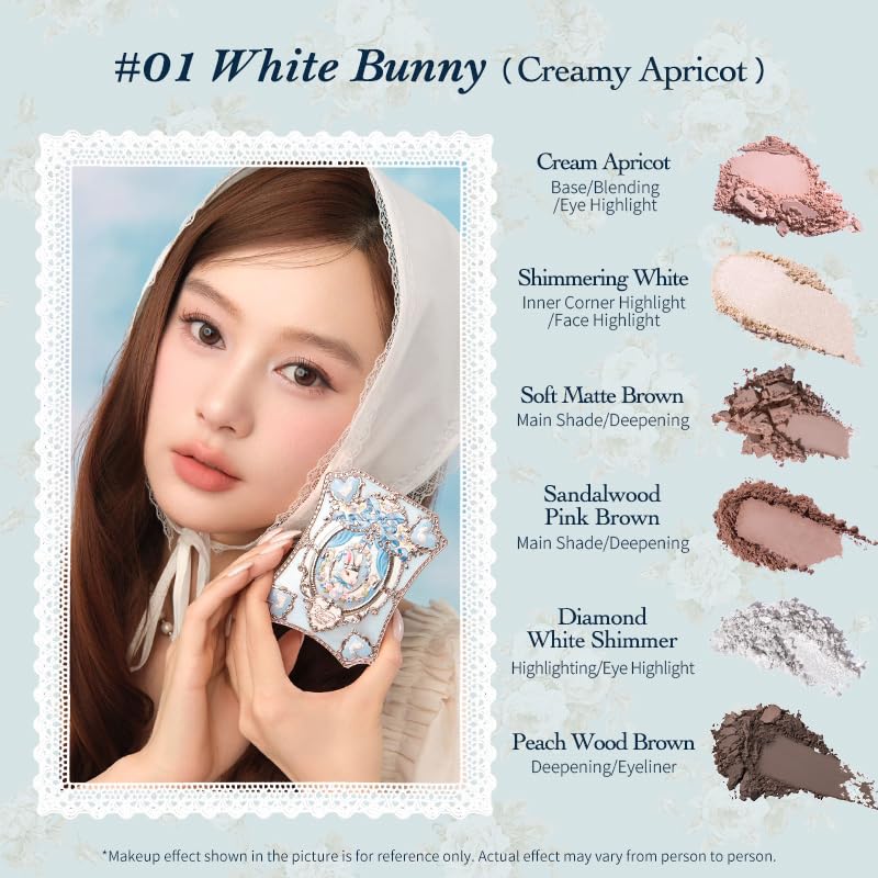 Flower Knows Bunny Garden shade pan 01 White Bunny features creamy apricot and browns.