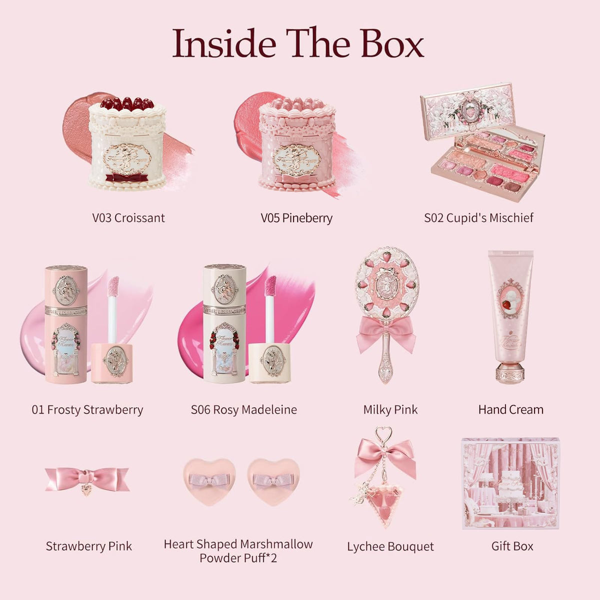 Flower Knows Cake Charm Set lip cream V05 for vibrant, everyday wear