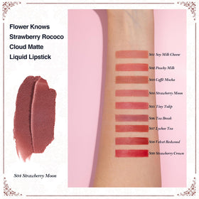 Flower Knows cloud-like matte finish feels weightless on lips.