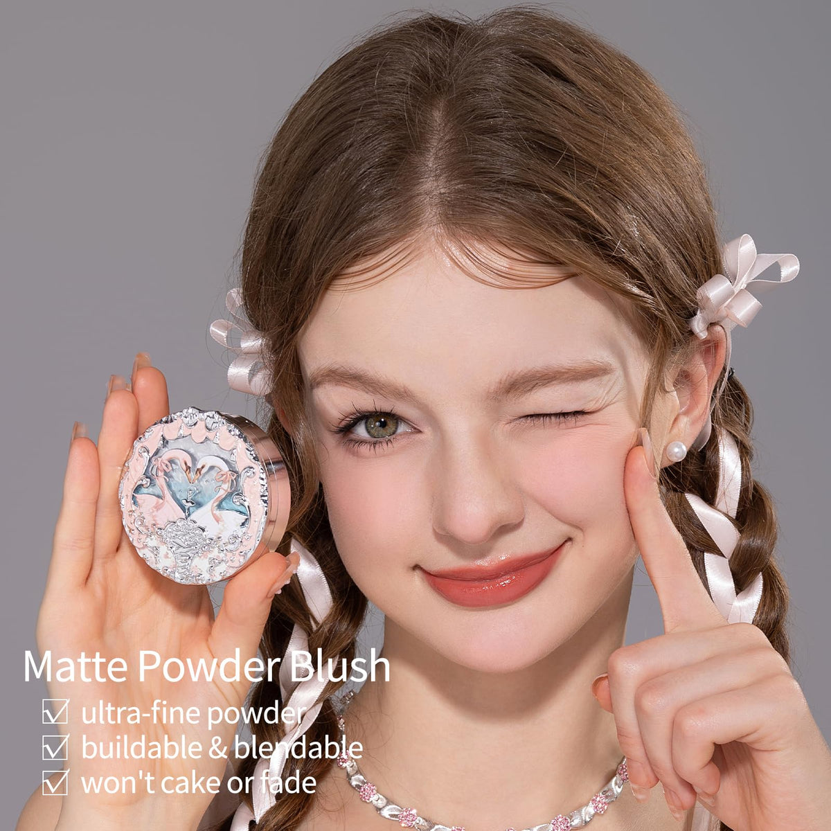 Flower Knows Swan Ballet Dreamy Season peachy pink swatch on skin.
