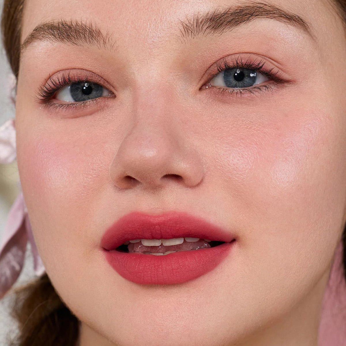 Flower Knows lip-lines concealing formula swatch for smoother lips.
