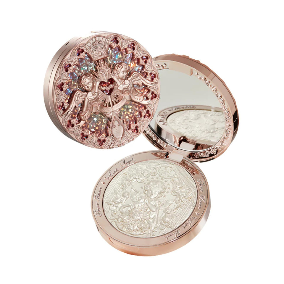 Flower Knows Little Angel Highlighter packaging with embossed detail for celestial glow