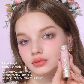 Flower Knows Little Angel with vitamin E moisturizes lips while matte finish.