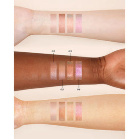 Flower Knows Midsummer silver swatch reveals pearly radiance for subtle glow.