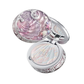 Flower Knows Shell's Jewel baked powder compact with mirror for convenient touch-ups on the go.