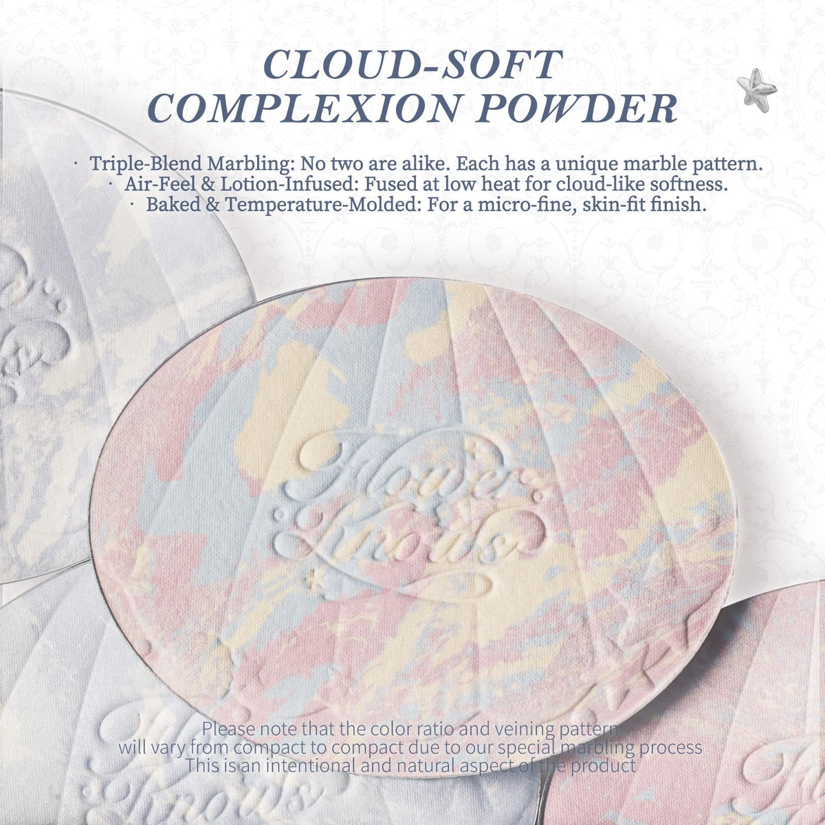 Flower Knows Shell's Jewel puff enables precise application and smooth coverage.