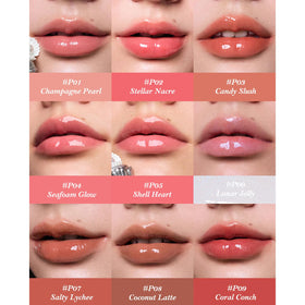 Flower Knows Shells Jewel Nourishing Lip Glaze dazzling gloss on lips