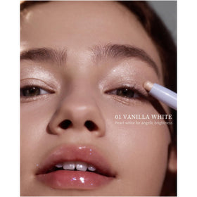 Flower Knows Shells Jewel Vanilla White two-tone shimmer on eyelids