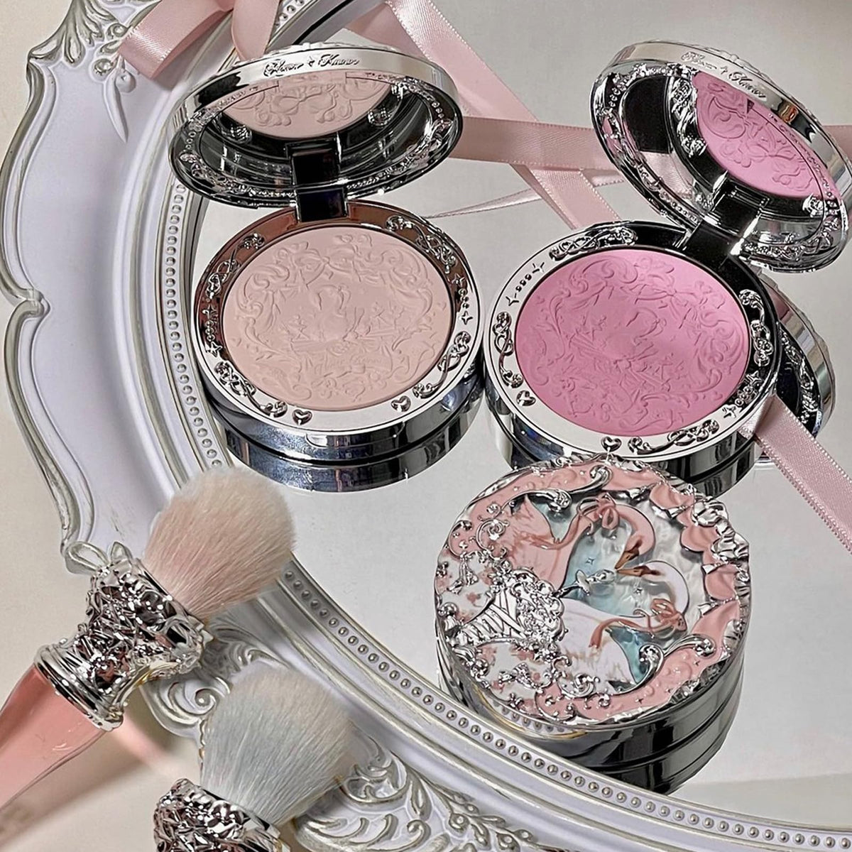 Flower Knows soft pink to white shades flatter many skin tones.