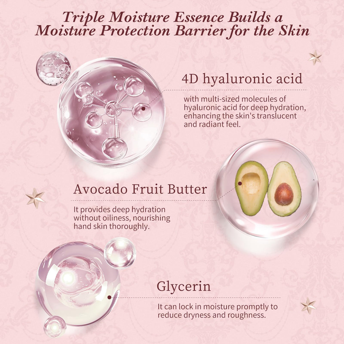 Flower Knows Strawberry Cupid formula with avocado butter nourishes dry hands.