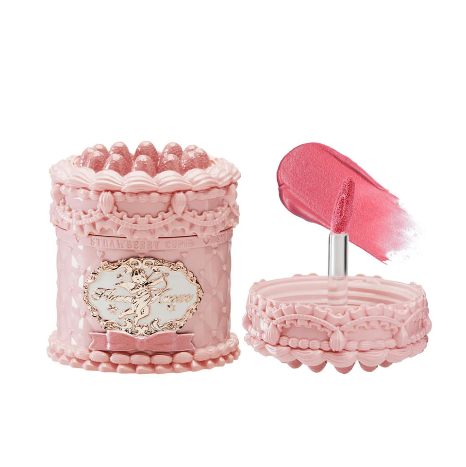 Flower Knows Strawberry Cupid Cake Lip Cream jar with dessert-inspired design for playful gifting.
