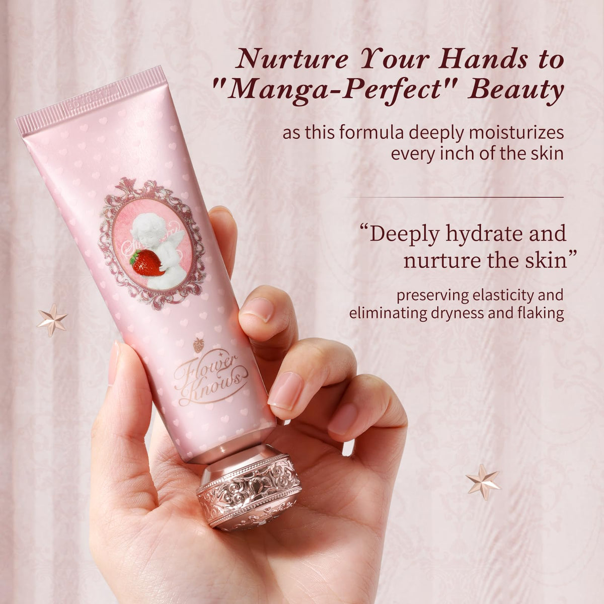 Close-up of Flower Knows Strawberry Cupid fragrance highlighting strawberry caramel aroma.