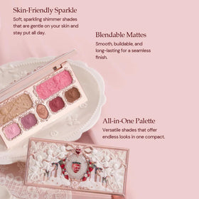 Open palette reveals Honey Canelé neutrals and shimmer shades for versatile lids.