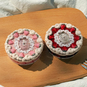 Flower Knows Strawberry Cupid pressed powder on-the-go usage with puff for lasting finish.