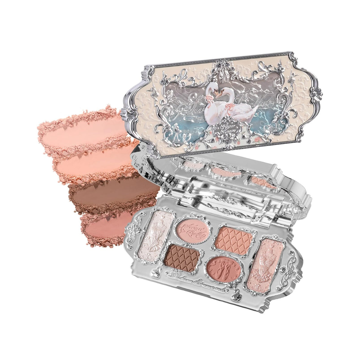Flower Knows Swan Ballet palette open view showcases elegant design and versatile shades.