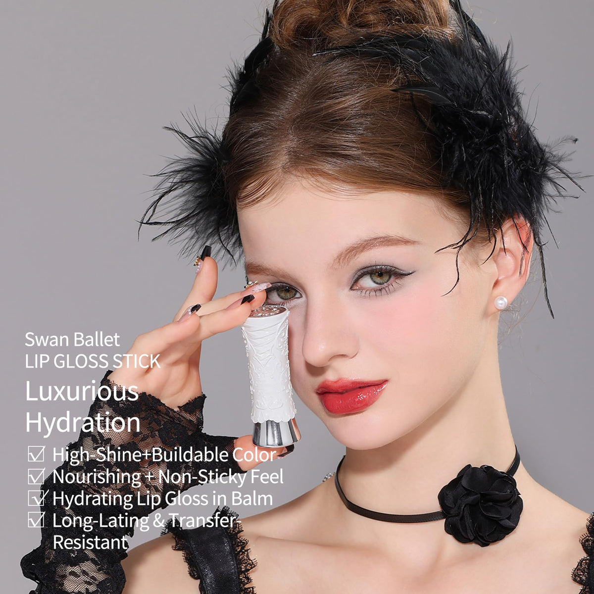Flower Knows Swan Ballet Shine Lipstick nourishing balm provides lasting comfort on lips