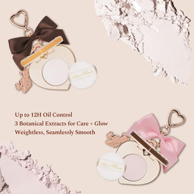 Flower Knows Sweetie Bear bag charm powder includes puff for on-the-go touch-ups