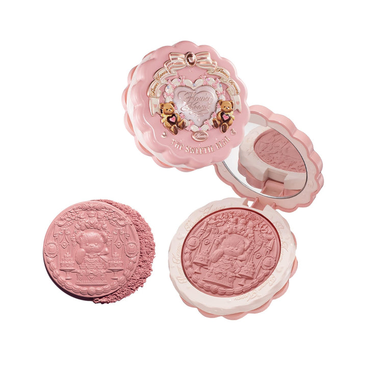 Flower Knows Sweetie Bear compact with biscuit design for on-the-go touch-ups.
