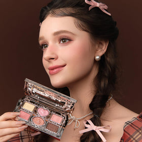 Flower Knows Sweetie Bear Strawberry Milk swatches blend softly for pinky glow.