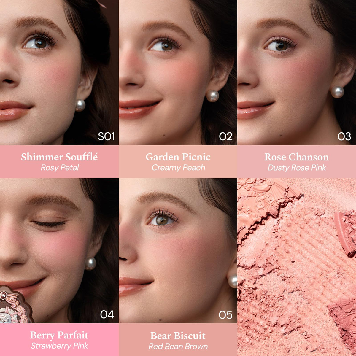 Flower Knows Rose Chanson swatch shows dusty rose shade for buildable color.
