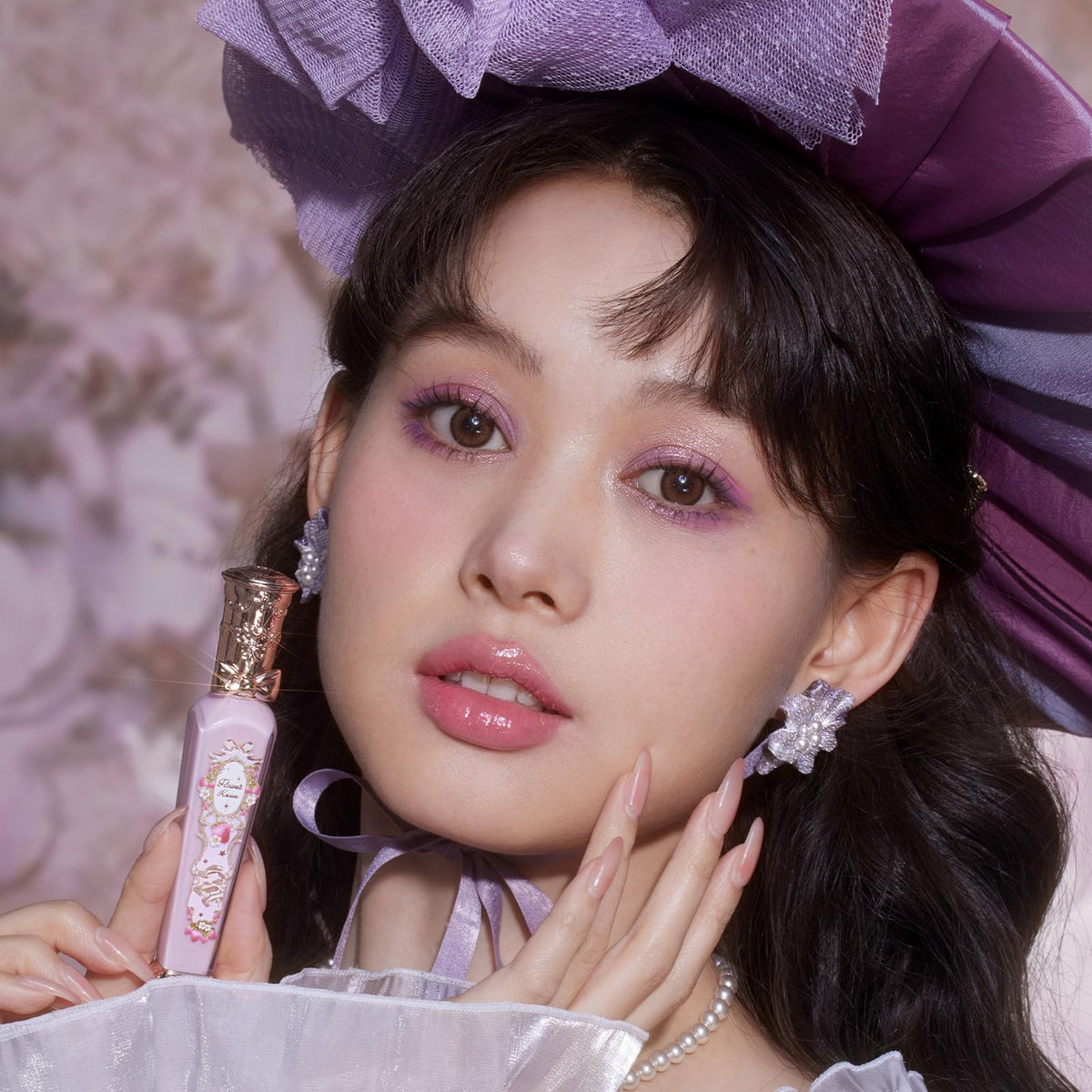 Vanity display featuring Flower Knows Violet Strawberry Rococo lip gloss