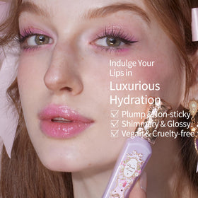 Flower Knows lip gloss texture close-up shows silky, tacky finish.